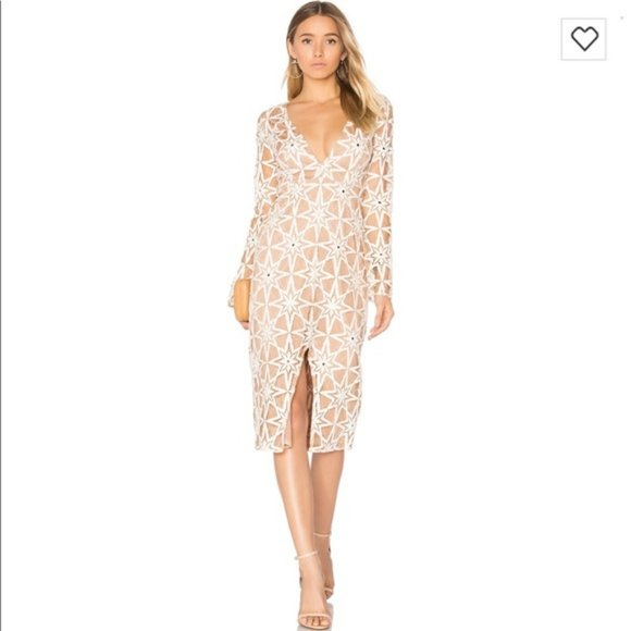 For Love and Lemons Metz Midi Dress Cream Tan Small - Picture 8 of 16